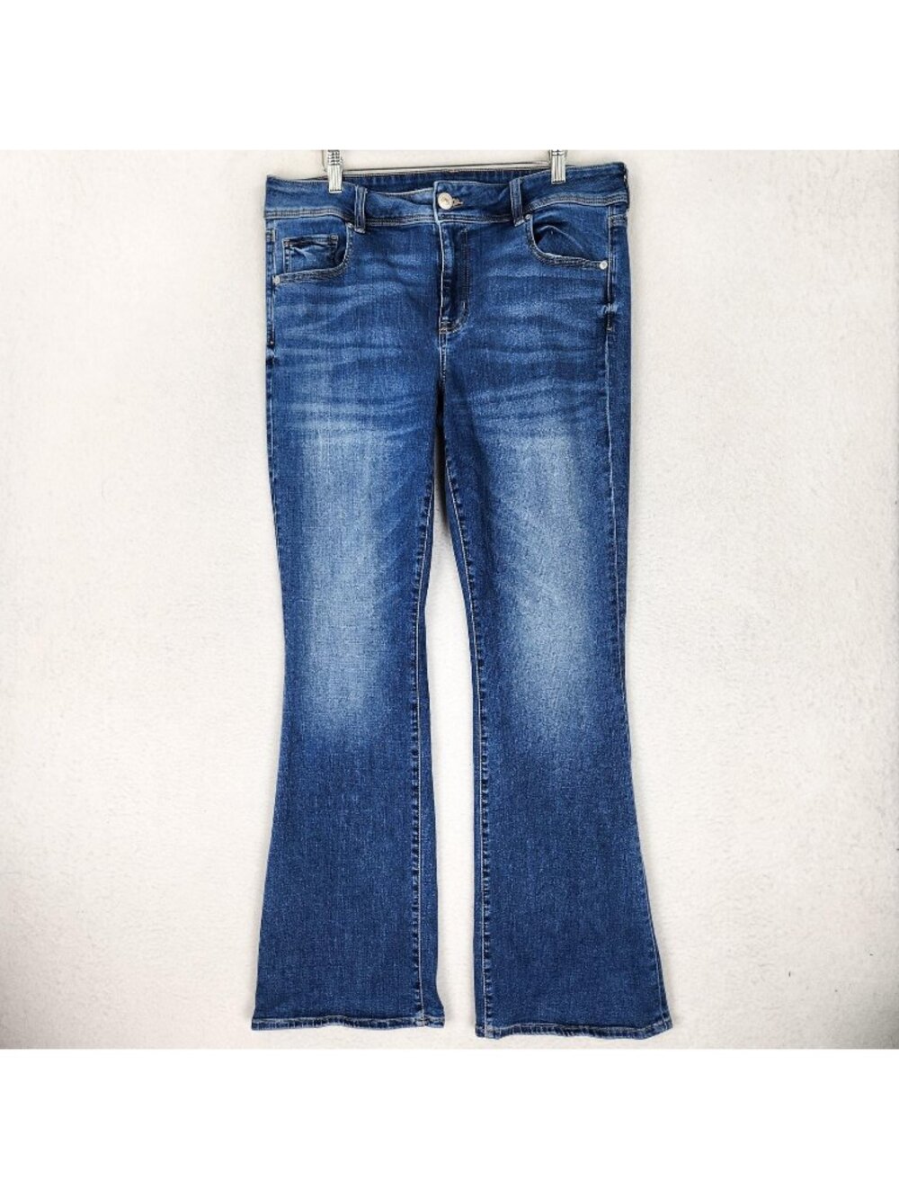 American Eagle Jeans Women 16 Tall Blue Kick Boot Mid Rise Super Stretch Bootcut